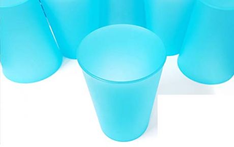 BICCHIERI In PLASTICA Rigida - Colore: Azzurro Trasparente - Lavabili in  lavastoviglie - Pz 6 
