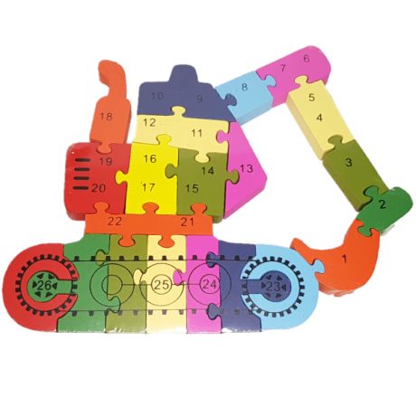 Puzzle in Legno ESCAVATORE Giochi per bambini Giocattoli Veicoli